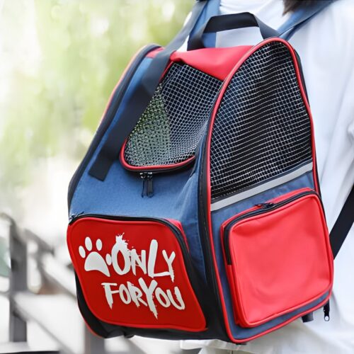 Red Pet Carrier Backpack Breathable Mesh Portable Safety Travels Outdoor Bag - Image 7