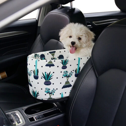 Car Central Control Nest Pet Safety Travel Bed Dog Kennel Portable Washable Pet Bag White - Image 2