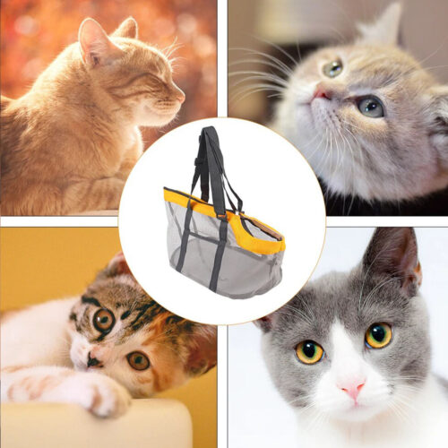 2x Orange Pet Carrier Bag Breathable Net Mesh Tote Pouch Dog Cat Travels - Image 2