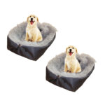 2x Black Dual-purpose Cushion Nest Cat Dog Bed Warm Plush Kennel Mat Pet Home Travels