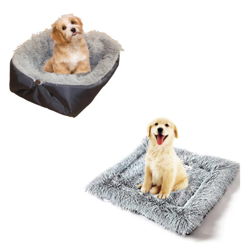 2x Black Dual-purpose Cushion Nest Cat Dog Bed Warm Plush Kennel Mat Pet Home Travels - Image 2