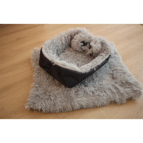 2x Black Dual-purpose Cushion Nest Cat Dog Bed Warm Plush Kennel Mat Pet Home Travels - Image 3