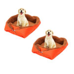 2x Orange Dual-purpose Cushion Nest Cat Dog Bed Warm Plush Kennel Mat Pet Home Travels