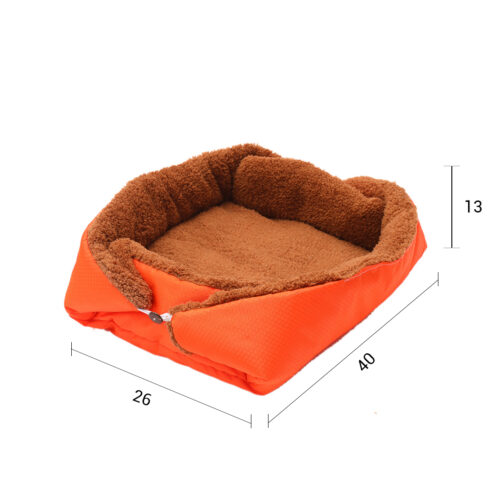 2x Orange Dual-purpose Cushion Nest Cat Dog Bed Warm Plush Kennel Mat Pet Home Travels - Image 4