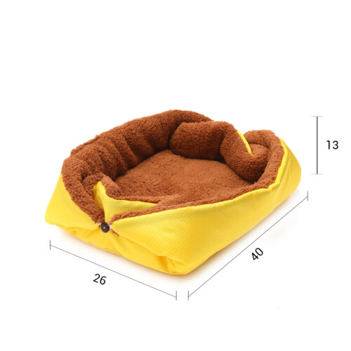 2x Yellow Dual-purpose Cushion Nest Cat Dog Bed Warm Plush Kennel Mat Pet Home Travels - Image 5