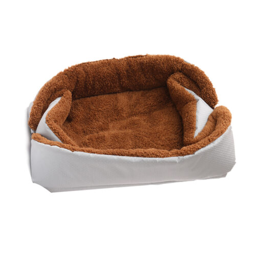 2x Silver Dual-purpose Cushion Nest Cat Dog Bed Warm Plush Kennel Mat Pet Home Travels - Image 2