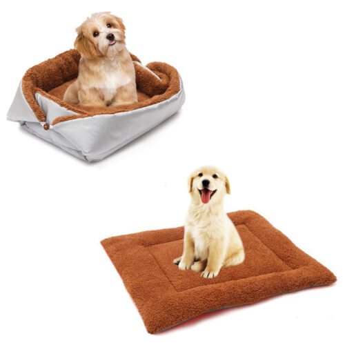 2x Silver Dual-purpose Cushion Nest Cat Dog Bed Warm Plush Kennel Mat Pet Home Travels - Image 3