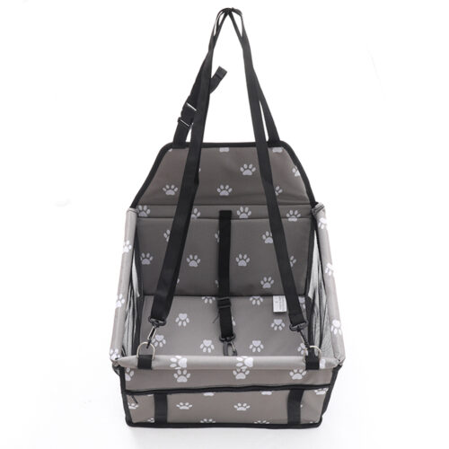 2x Waterproof Pet Booster Car Seat Breathable Mesh Safety Travel Portable Dog Carrier Bag Grey - Image 5