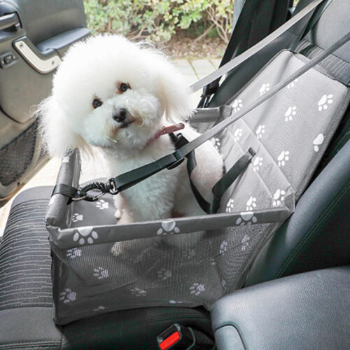 2x Waterproof Pet Booster Car Seat Breathable Mesh Safety Travel Portable Dog Carrier Bag Grey - Image 10