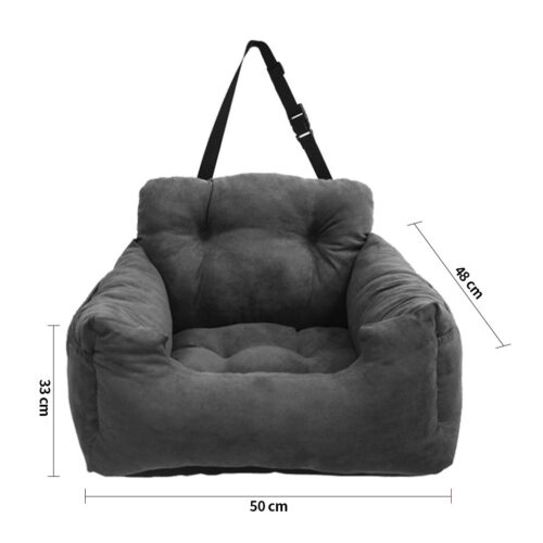 Grey Pet Car Seat Sofa Safety Soft Padded Portable Travel Carrier Bed - Image 4