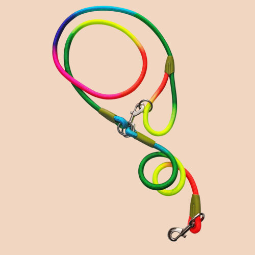 220cm Hands-Free Rope Pet Cat Dog Puppy Double Ended Leash Rainbow - Image 4