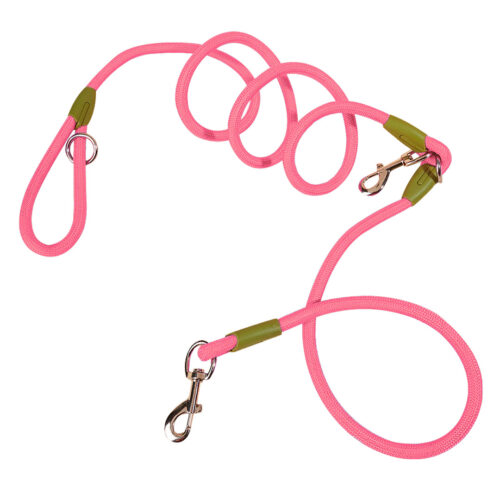 220cm Hands-Free Rope Pet Cat Dog Puppy Double Ended Leash Pink