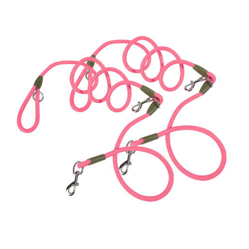 2x 220cm Hands-Free Rope Pet Cat Dog Puppy Double Ended Leash Pink