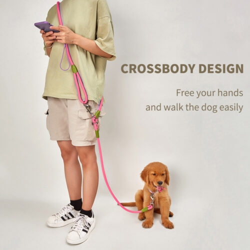 2x 220cm Hands-Free Rope Pet Cat Dog Puppy Double Ended Leash Pink - Image 2