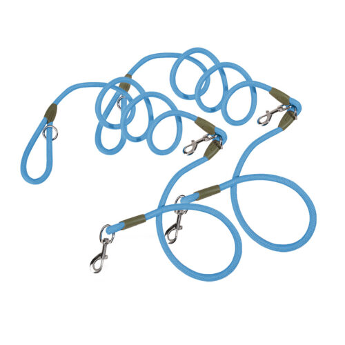 2x 220cm Hands-Free Rope Pet Cat Dog Puppy Double Ended Leash Blue