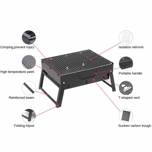 Portable Mini Folding Thick Box Charcoal Grill for Outdoor BBQ Camping - Image 6