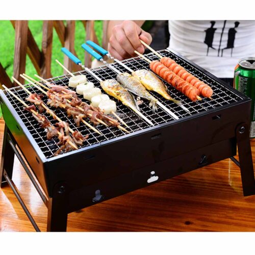 Portable Mini Folding Thick Box Charcoal Grill for Outdoor BBQ Camping - Image 8