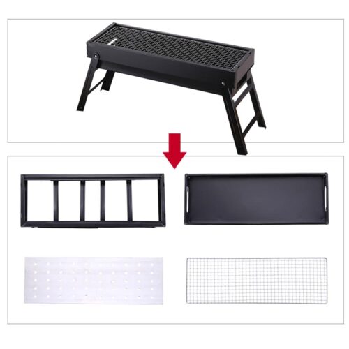 60cm Portable Folding Thick Box Charcoal Grill for Outdoor BBQ Camping - Image 8