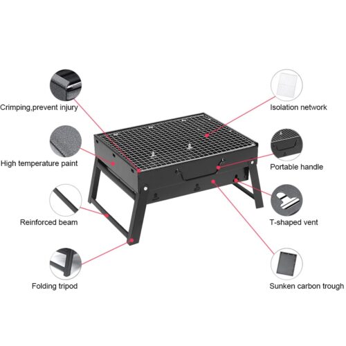 2x Portable Mini Folding Thick Box Charcoal Grill for Outdoor BBQ Camping - Image 6
