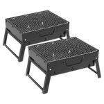 2x 43cm Portable Folding Thick Box Charcoal Grill for Outdoor BBQ Camping