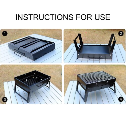 2x 43cm Portable Folding Thick Box Charcoal Grill for Outdoor BBQ Camping - Image 7