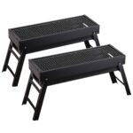 2x 60cm Portable Folding Thick Box Charcoal Grill for Outdoor BBQ Camping