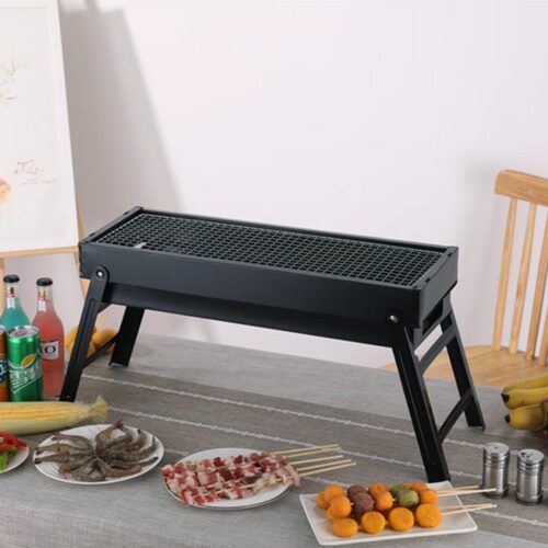2x 60cm Portable Folding Thick Box Charcoal Grill for Outdoor BBQ Camping - Image 2