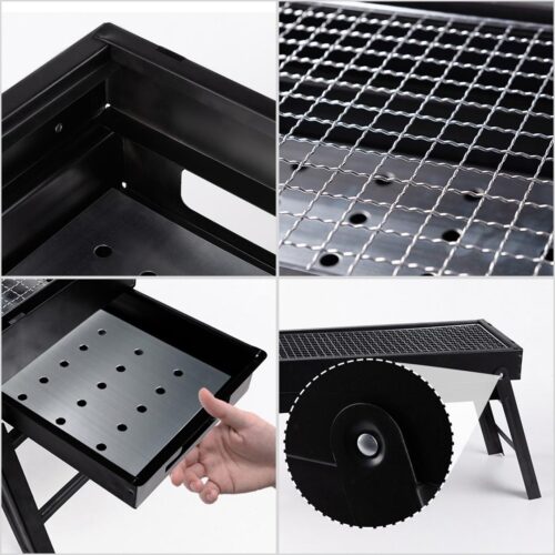 2x 60cm Portable Folding Thick Box Charcoal Grill for Outdoor BBQ Camping - Image 7
