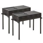 2x 66cm Portable Folding Thick Box Charcoal Grill for Outdoor BBQ Camping