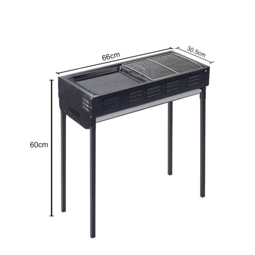 2x 66cm Portable Folding Thick Box Charcoal Grill for Outdoor BBQ Camping - Image 2