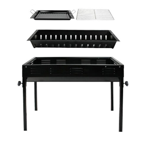 2x 66cm Portable Folding Thick Box Charcoal Grill for Outdoor BBQ Camping - Image 3