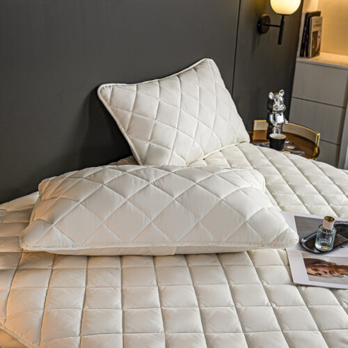 2x White 183cm Wide Mattress Cover Thick Quilted Stretchable Bed Spread Sheet Protector with Pillow Covers - Image 3