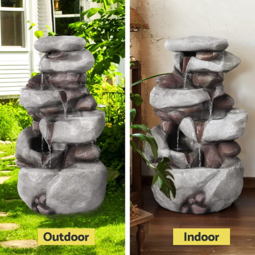 Gardeon Solar Fountain Water Feature Outdoor Indoor 4-Tier Brown - Image 4