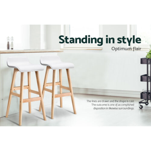 Artiss 4x Bar Stools Wooden Stool White - Image 5