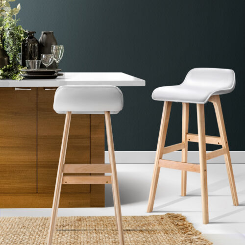 Artiss 4x Bar Stools Wooden Stool White - Image 7