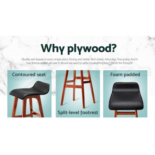Artiss 4x Bar Stools Wooden Stool Black - Image 4