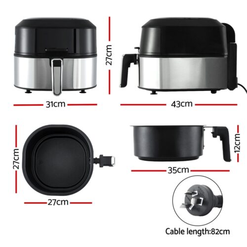 Devanti 5.5L Air Fryer & Grill LCD Fryers 1500W - Image 2