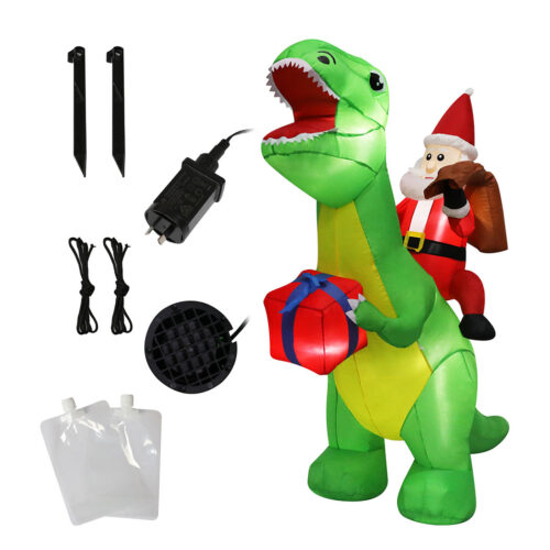 Santaco Christmas Inflatables Outdoor Santa Claus Riding Dinosaur Lights Decor - Image 6