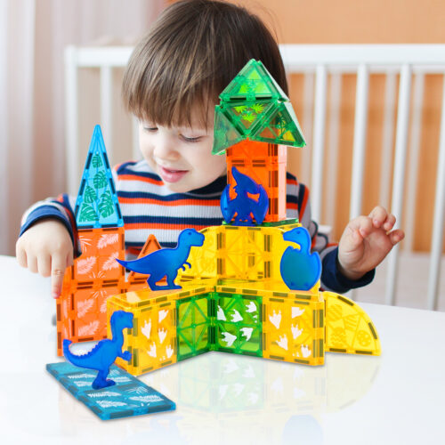 Bopeep Magnetic Tiles Blocks Dinosaur Toys Building Play for Kids STEM Learning - Image 7