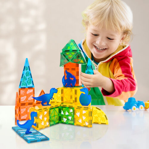 Bopeep Magnetic Tiles Blocks Dinosaur Toys Building Play for Kids STEM Learning - Image 8
