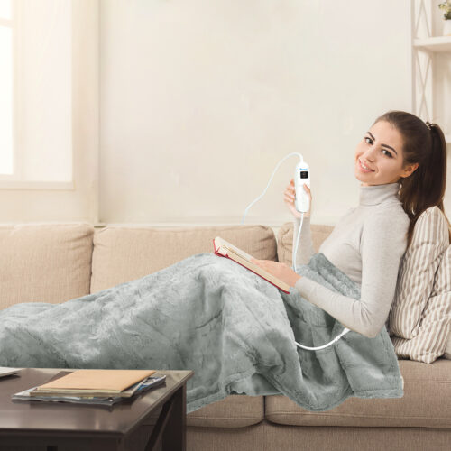 DreamZ Electric Throw Blanket Heated Timer Bedding Washable Warm Winter Plush GY - Image 8