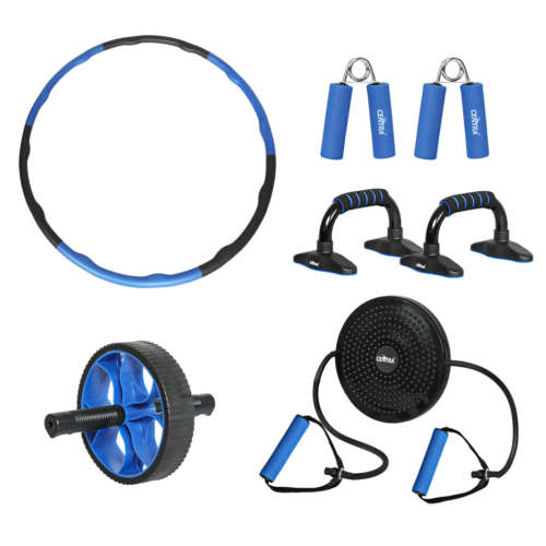 Centra Exercise Roller Wheels Set Hula Hoop Push Up Bars Hand Grip Home Gym Fitness - Image 9