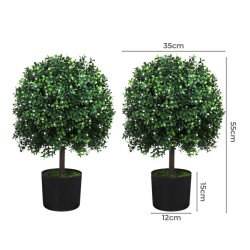 2x Lambu Artificial Boxwood Topiary Ball Tree in Pot Lifelike Fake Plants Decor Indoor - Image 3