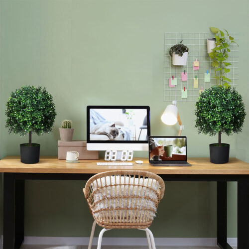 2x Lambu Artificial Boxwood Topiary Ball Tree in Pot Lifelike Fake Plants Decor Indoor - Image 7