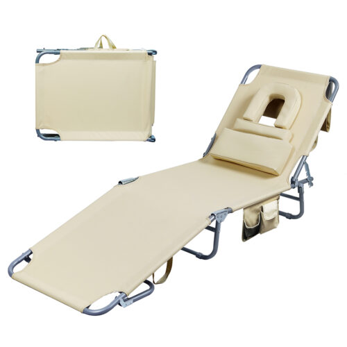 Levede Folding Sun Lounger Outdoor Pool Beach Lounge Recliner Chair Face Down