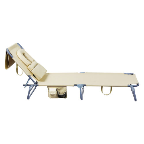 Levede Folding Sun Lounger Outdoor Pool Beach Lounge Recliner Chair Face Down - Image 4