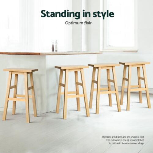 Artiss 4x Bar Stools Kitchen Chairs Wooden Nature - Image 4