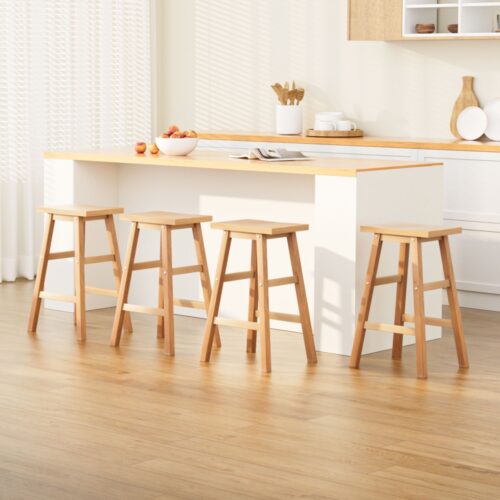 Artiss 4x Bar Stools Kitchen Chairs Wooden Nature - Image 6