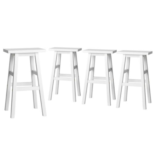 Artiss 4x Bar Stools Kitchen Chairs Wooden White - Image 2