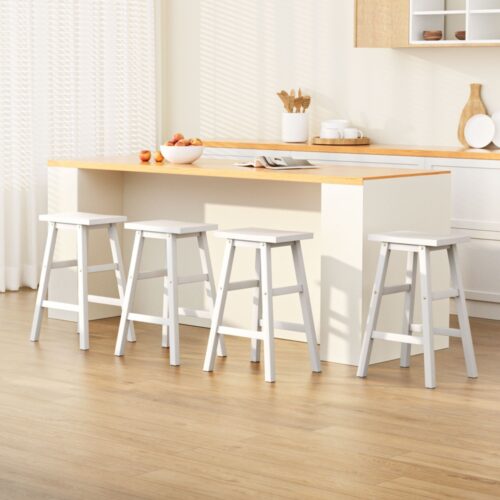 Artiss 4x Bar Stools Kitchen Chairs Wooden White - Image 6